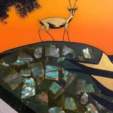 Art Deco tray in reverse painted glass