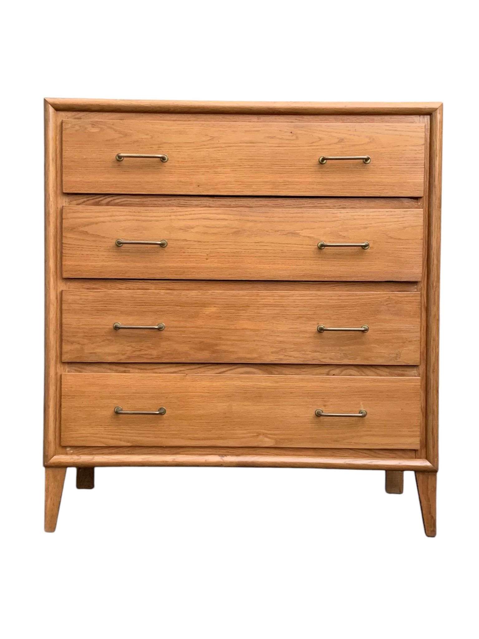 Vintage chest of drawers with compass feet, oak, original patina, 1950s