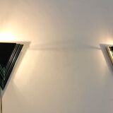 Dutch Modern Glass & Steel Triangular Wall Sconces