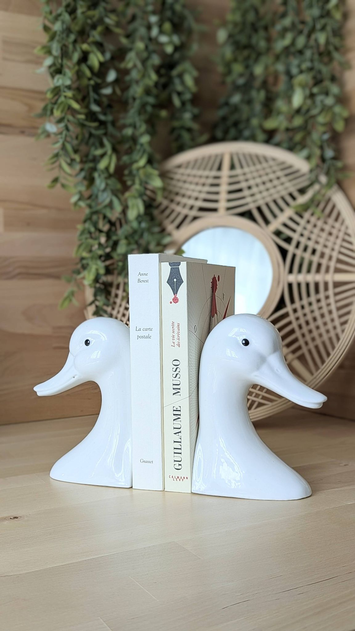 Paire de serre-livres canards vintage