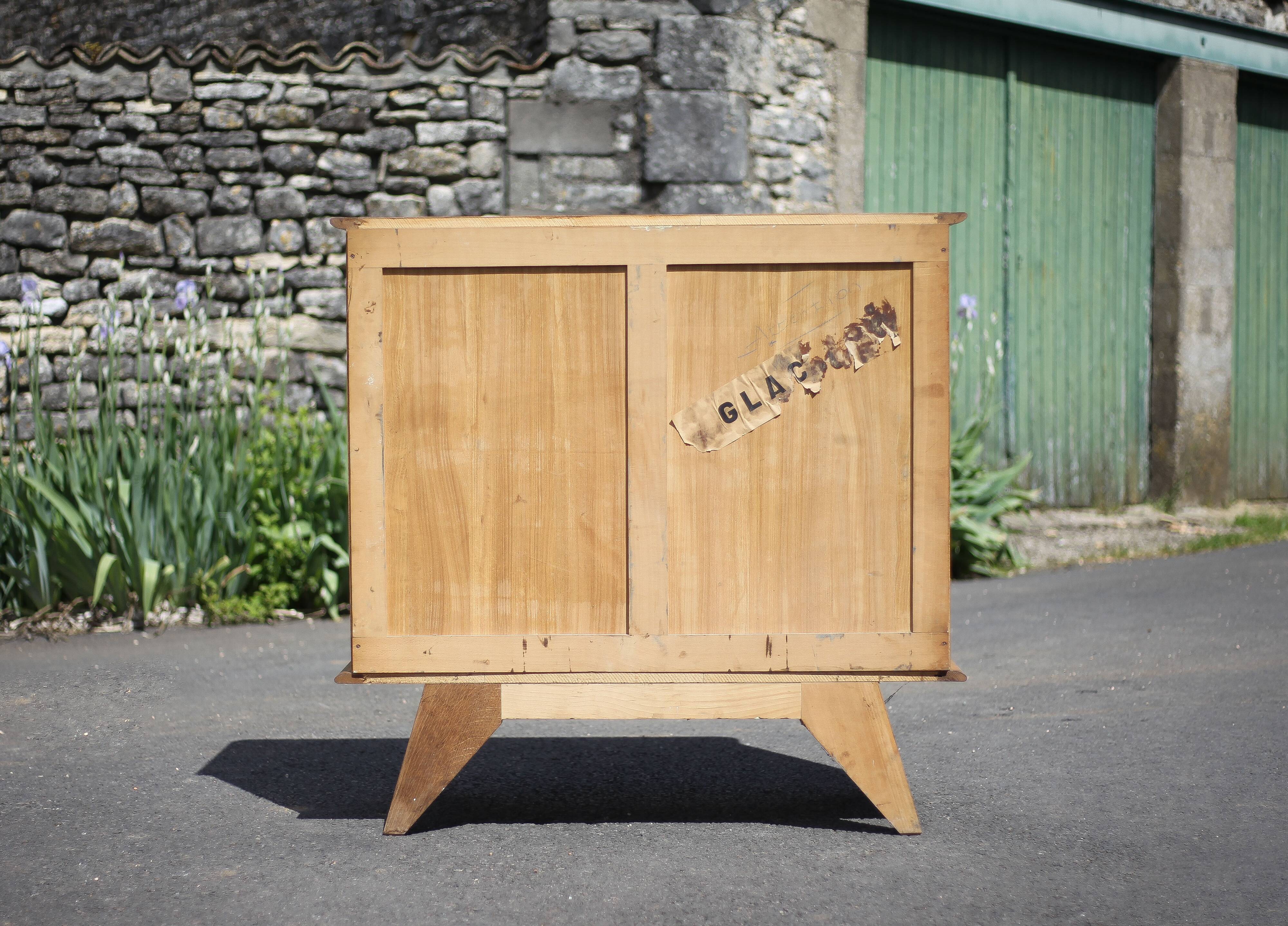 Vintage wooden sideboard, 1-door sideboard with compass feet, storage unit, small chest