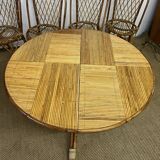 Set of table and 4 chairs in bamboo and rattan, 1960