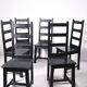 Set of 6 black brutalist chairs in solid oak