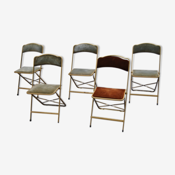 Suite de 5 chaises pliantes en velours