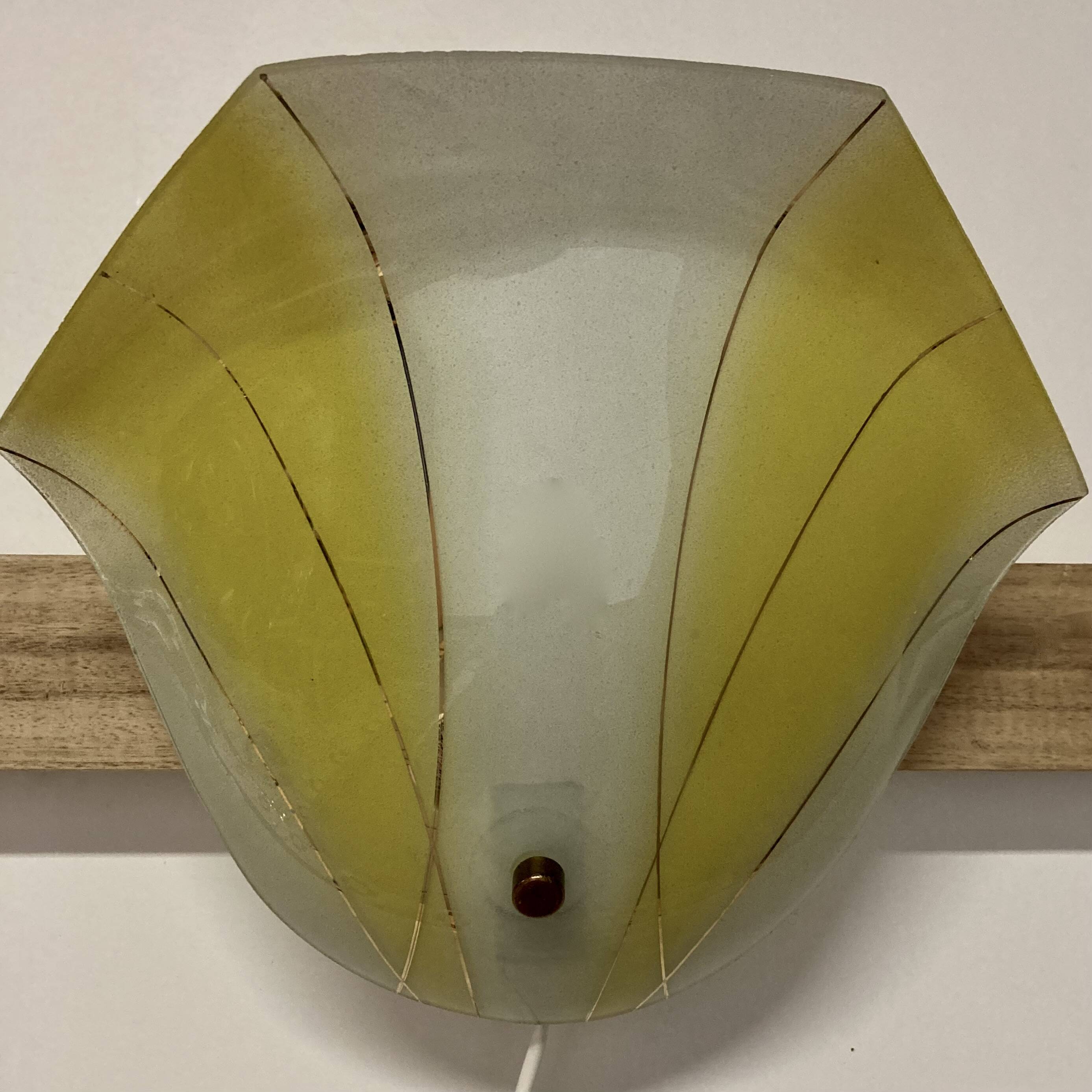 Yellow glass wall lamp, Scandinavian design, 1950s.