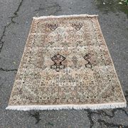 Tapis persan beige laine cachemire d'Inde fait main 127x190cm