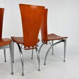 Postmodern Set of 4 Dining Chairs, 1980s