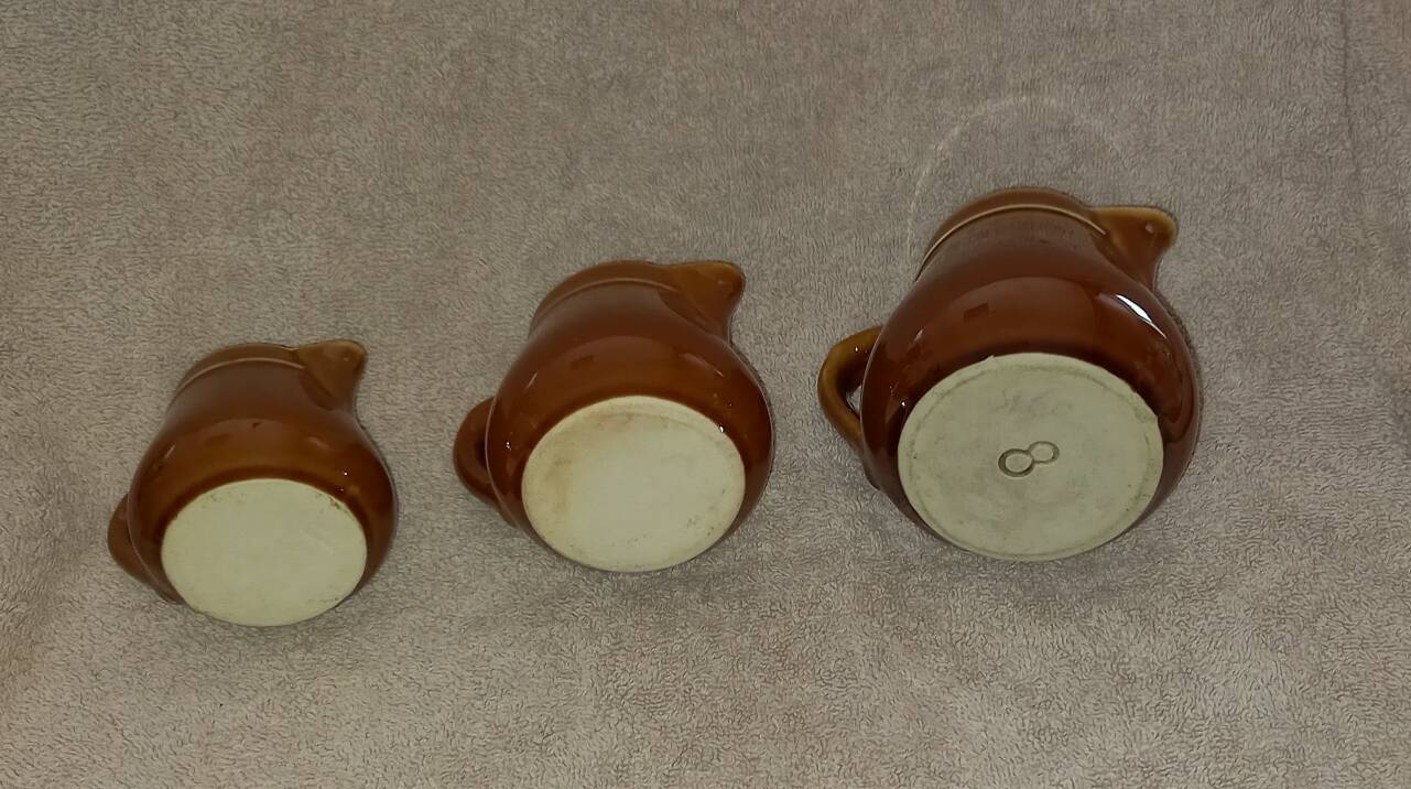 Set of 3 small carafes jugs milk pots sauce 70s vintage ceramic
