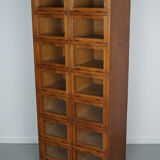 Vintage dutch oak haberdashery shop cabinet / vitrine drop down doors, 1930s