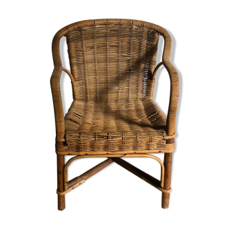 Vintage child rattan armchair