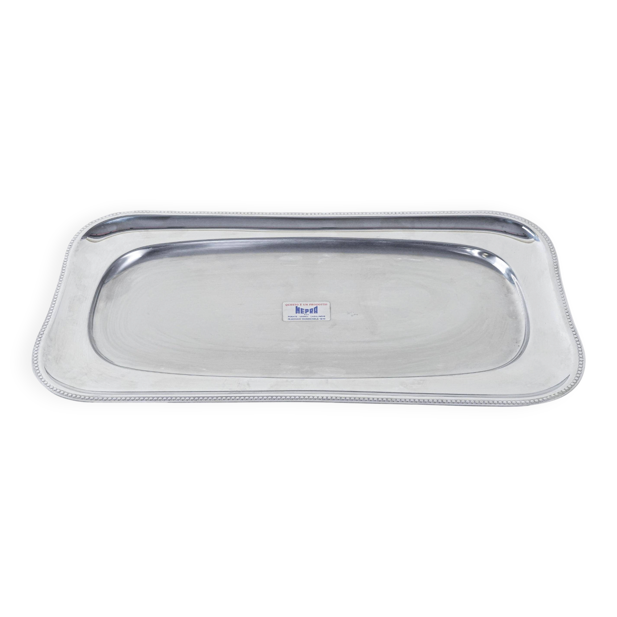 Plateau en acier, design italien, années 1970, fabriqué par MEPRA