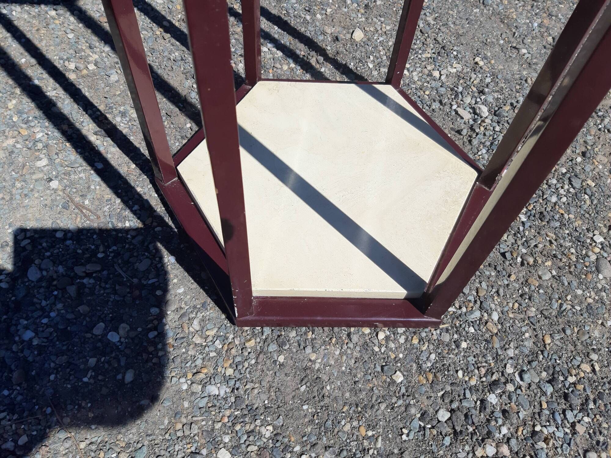 Vintage 70s marble and wood side table Italian design