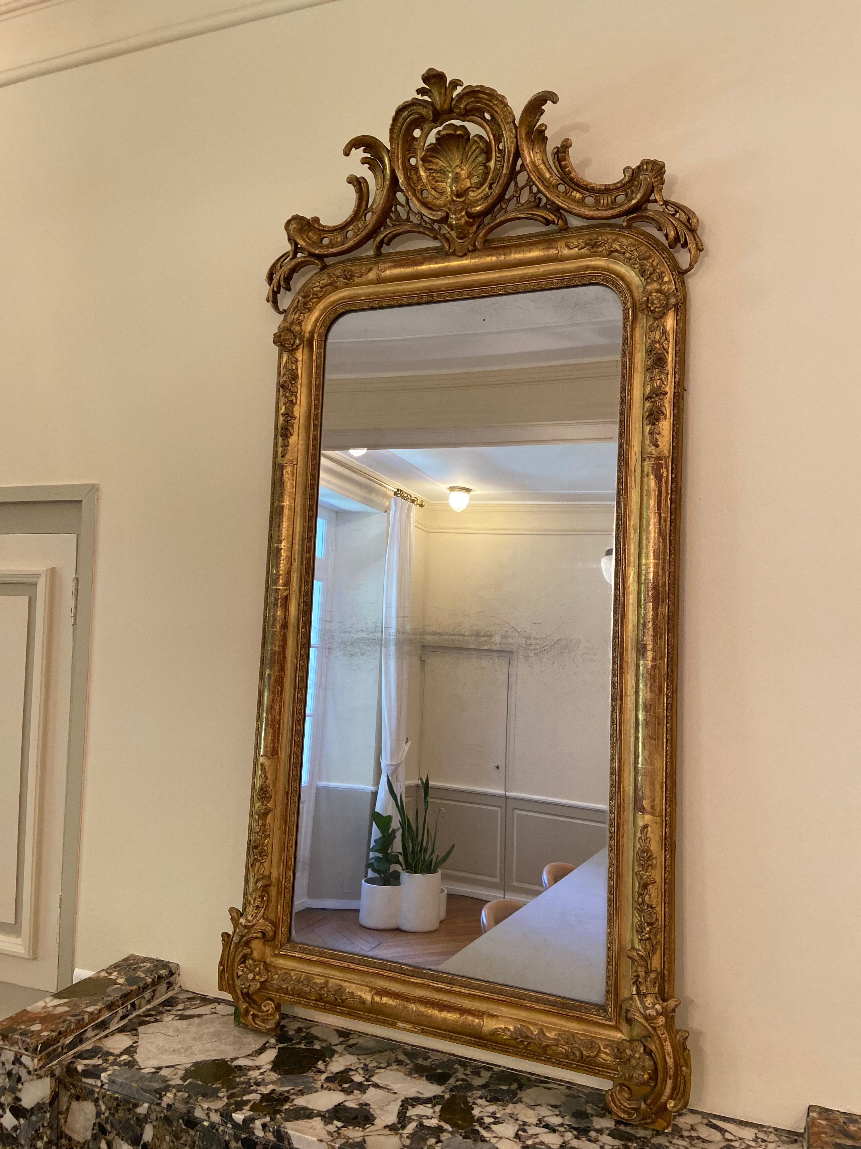 Old mercury mirror with pediment