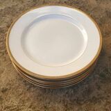 Set of 6 porcelain dinner plates with golden ear edging