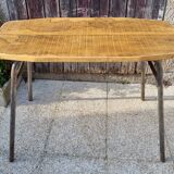 Console, table, raw wood, metal, vintage