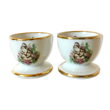 2 porcelain shells birds