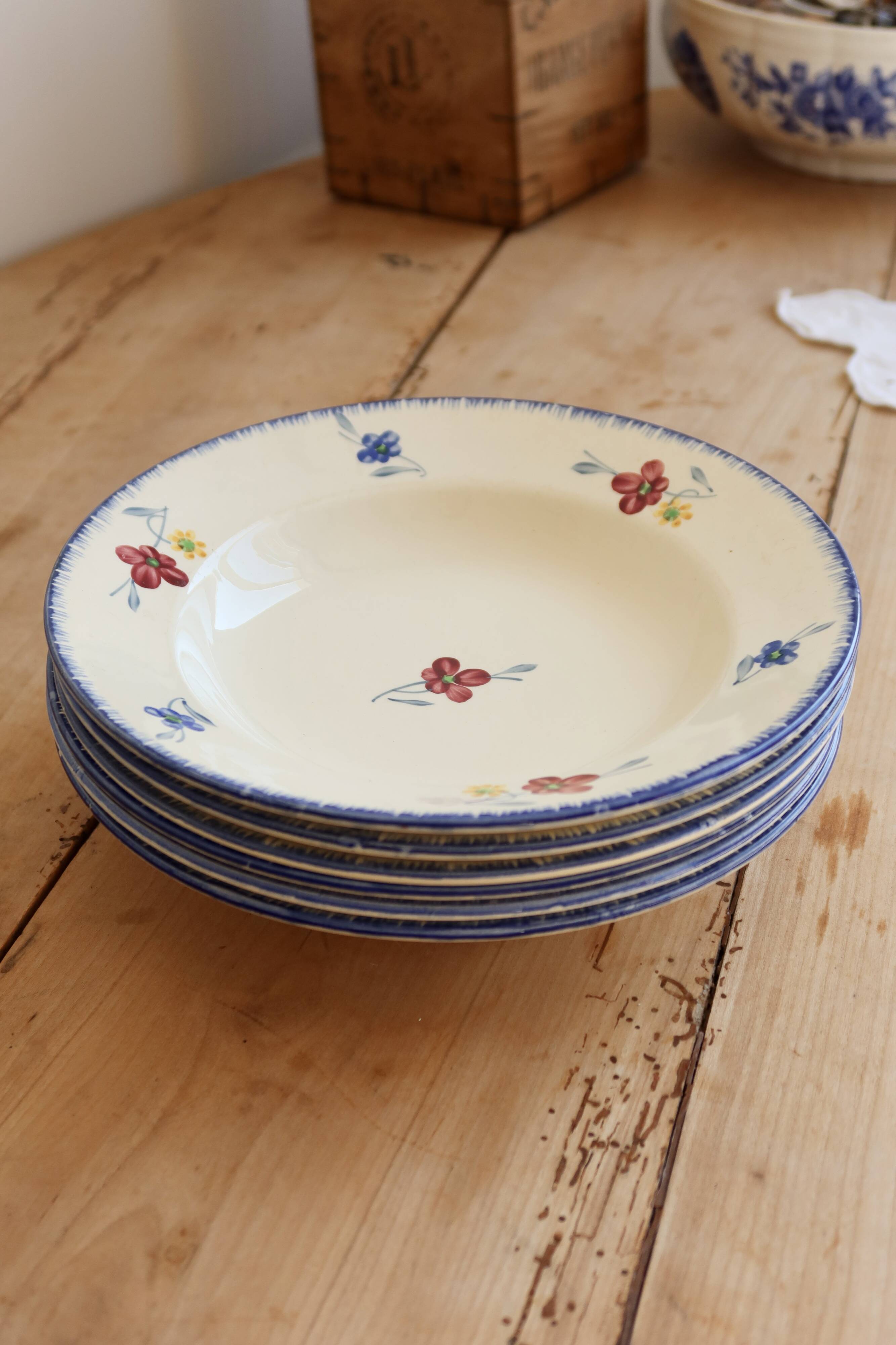 6 vintage deep plates Digoin Sarreguemines model Mary-Lou