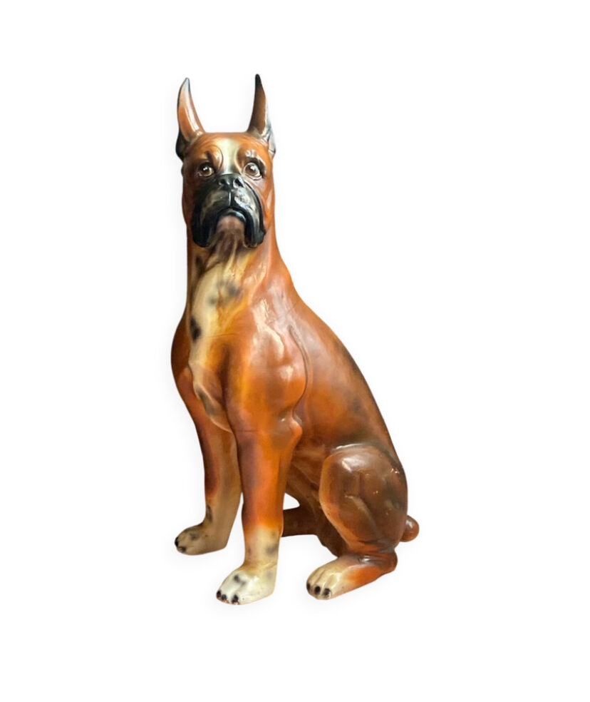Large vintage Italian earthenware sculpture 79 the boxer dog