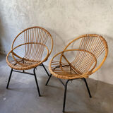 Deux fauteuils en rotin