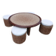 Vintage coffee table + 4 poufs