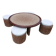 Vintage coffee table + 4 poufs
