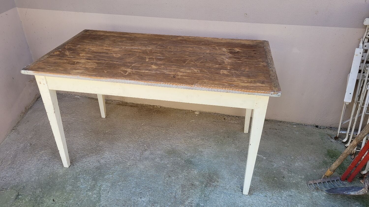 Table de ferme cuisine rustique ancienne -1m30