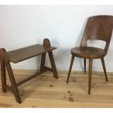 Mid-century solid wood compass side table