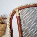 Vintage Gaty bar stools in two-tone rattan and cane.