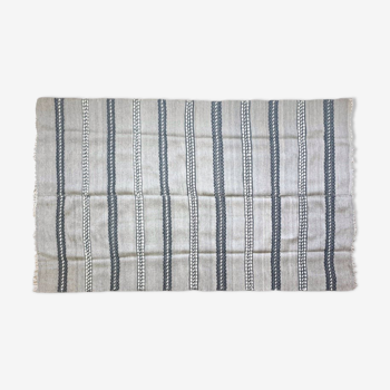 Handwoven vintage geometrical rug, grey background 228x154cm