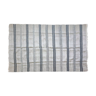 Handwoven vintage geometrical rug, grey background 228x154cm