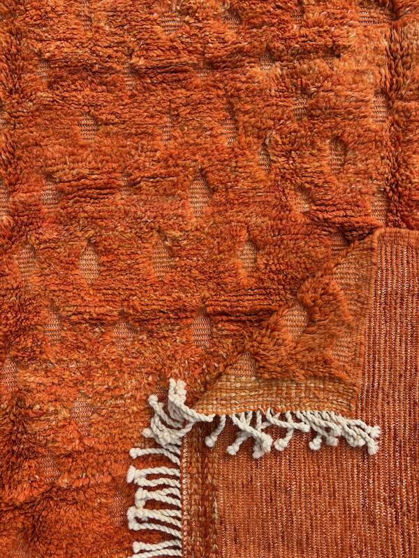 Limona - Tapis berbère Mrirt en laine orange