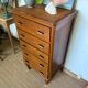 Vintage oak chest of drawers with oak veneer