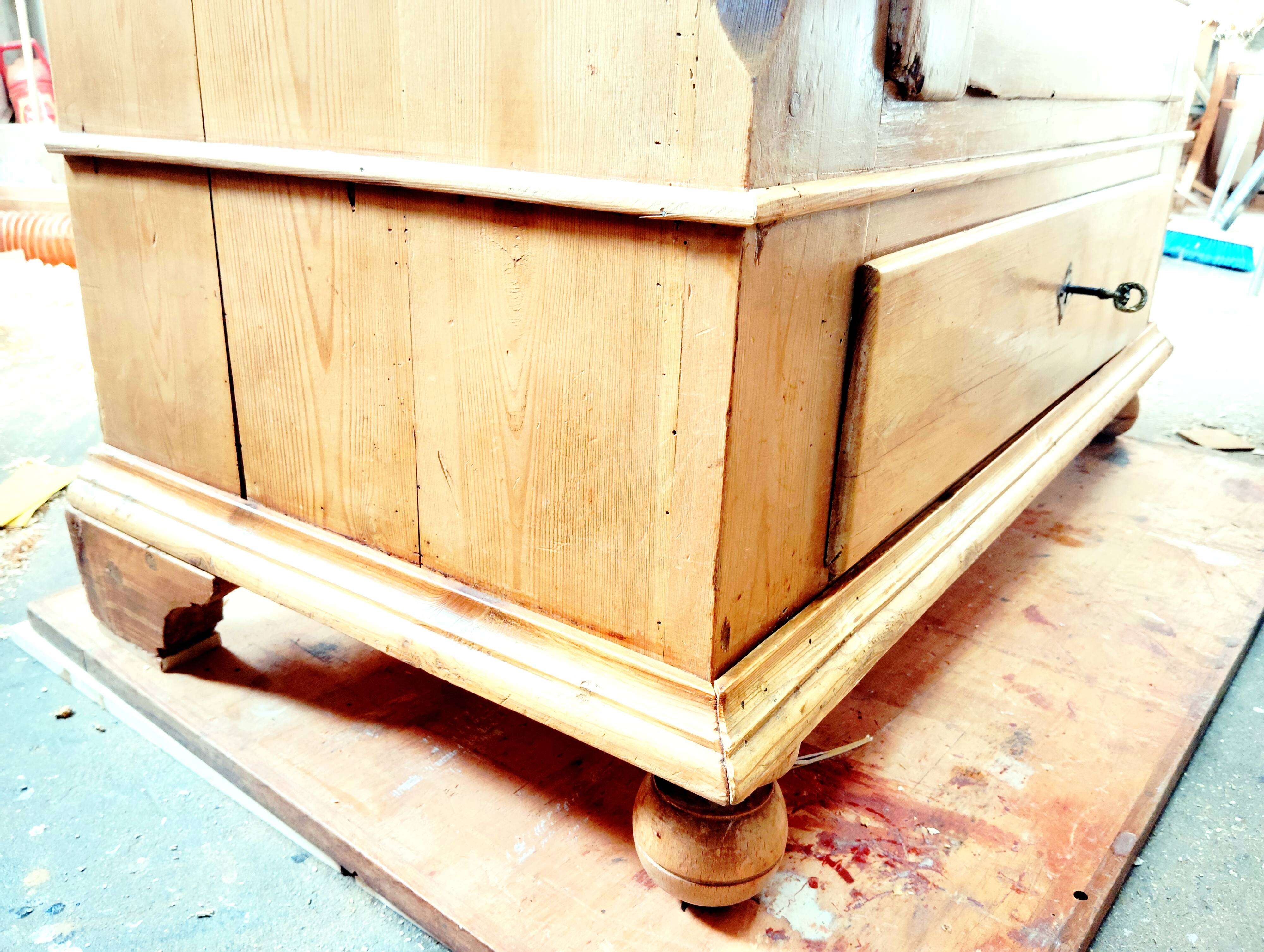 English bonnet chest in old pine