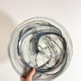 Vintage Holmegaard Smoked Glass Swirl Plate, Serving Bowl, Denmark, 1070s