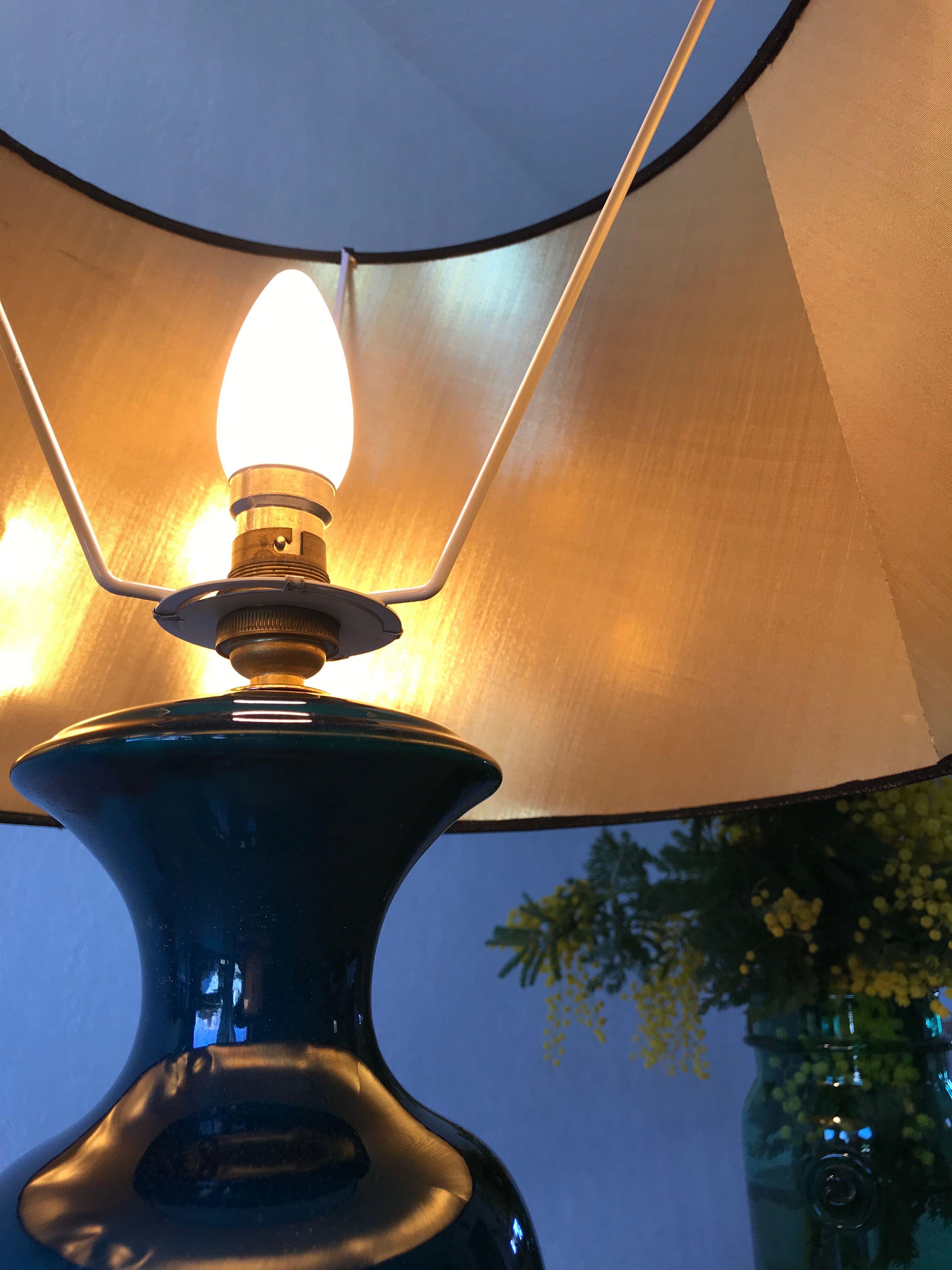 Lampe céramique bleu