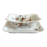 Rectangular sauce boat in Haviland Limoges porcelain with bird decoration