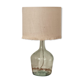 Lampe dame jeanne et jute écrue