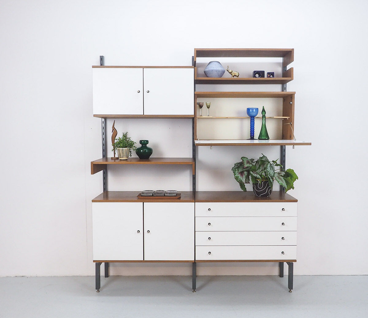 Teak and metal wall unit by Simplalux, 1960's