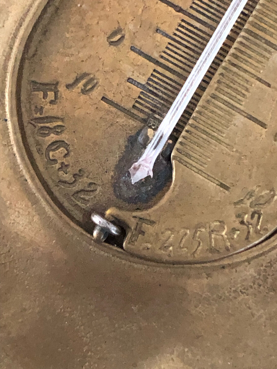 Vintage Brass Hanging Thermometer