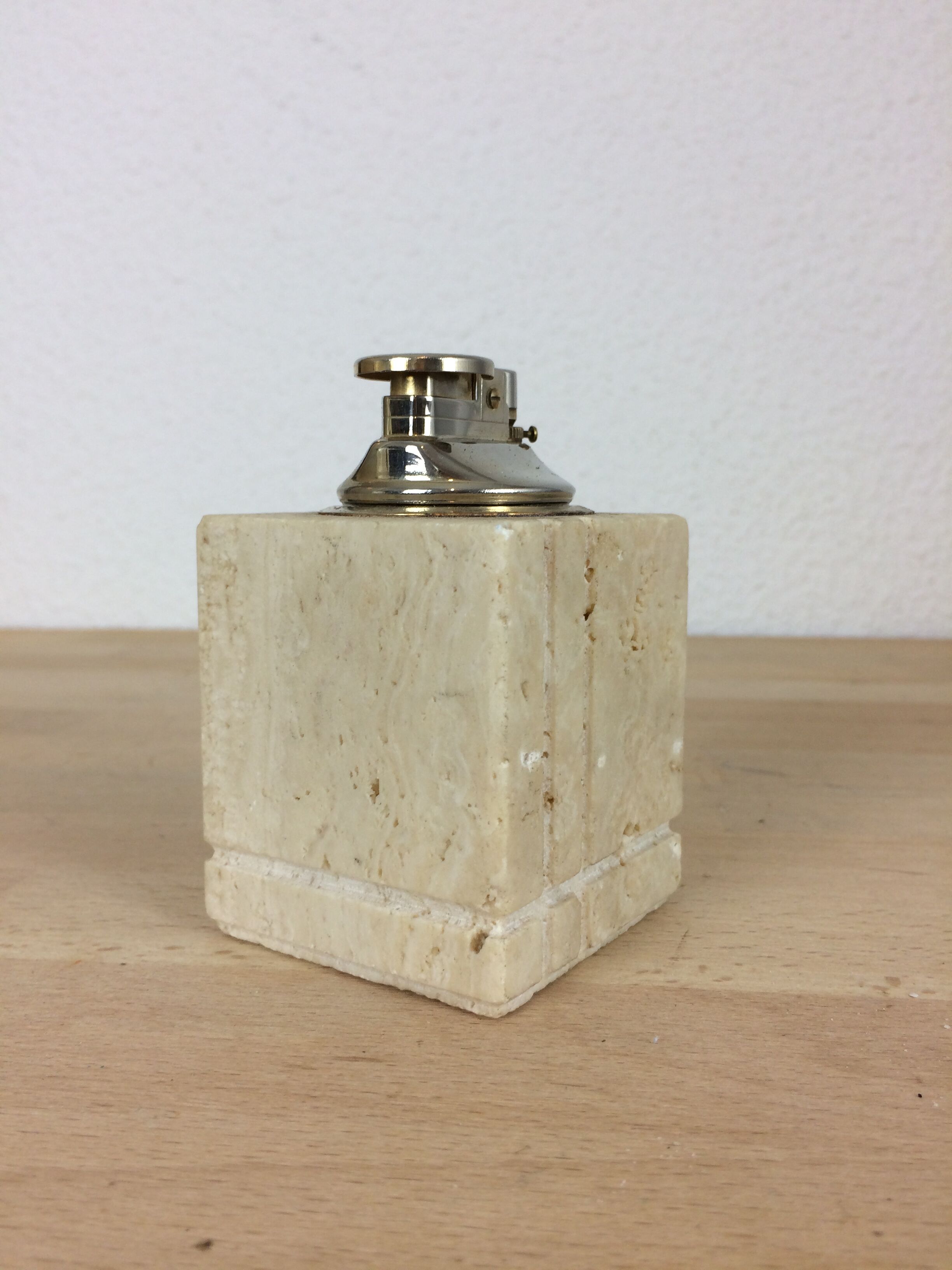 Travertine lighter, cubic, 80s