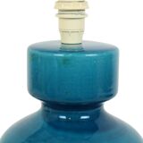 Italian Round Blue Ceramic Lamp Cracked 24cm