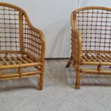 Pair of rattan armchairs