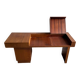 Warm Brown Solid Wood Vintage Modern Writing Desk with Hidden Storage, 140×50×68 cm