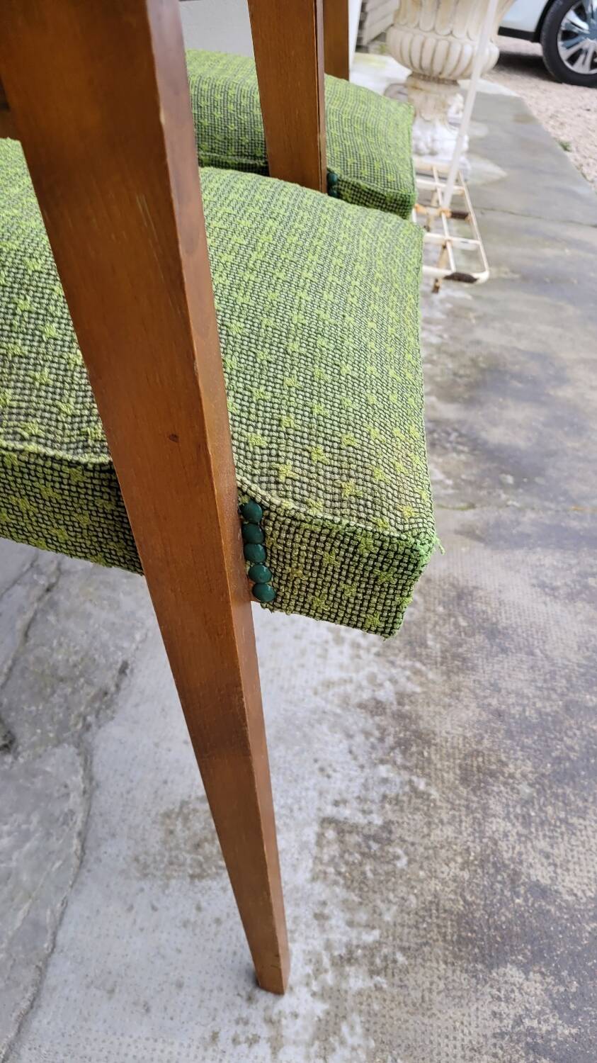 Pair of vintage bridge armchairs 1950s designer compass feet