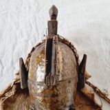 African mask from Mali from the N'Tomo tribe of Marka covered in chiseled brass