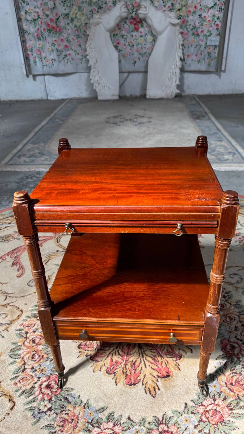 Antique mahogany rolling trolley