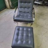 19th century rocking chair + footrest in skyl and chrome metal