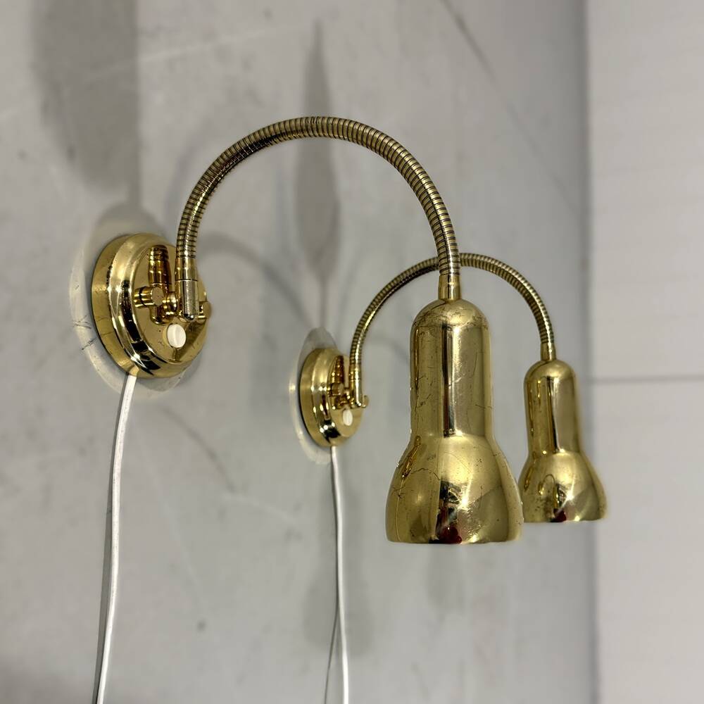 Brass flexible wall lamps, set of 2, 1960’s