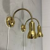 Brass flexible wall lamps, set of 2, 1960’s