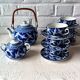 Japanese tea set in fine porcelain with crane motif